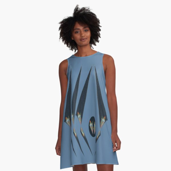 ERSHA DESIGN Black wings of intarsia A-Line Dress.