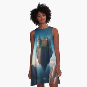 ERSHA DESIGN Castle in the air on a rock  A-Line Dress.