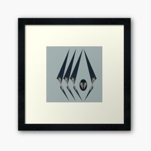 ERSHA DESIGN Black wings of intarsia Framed Art Print.