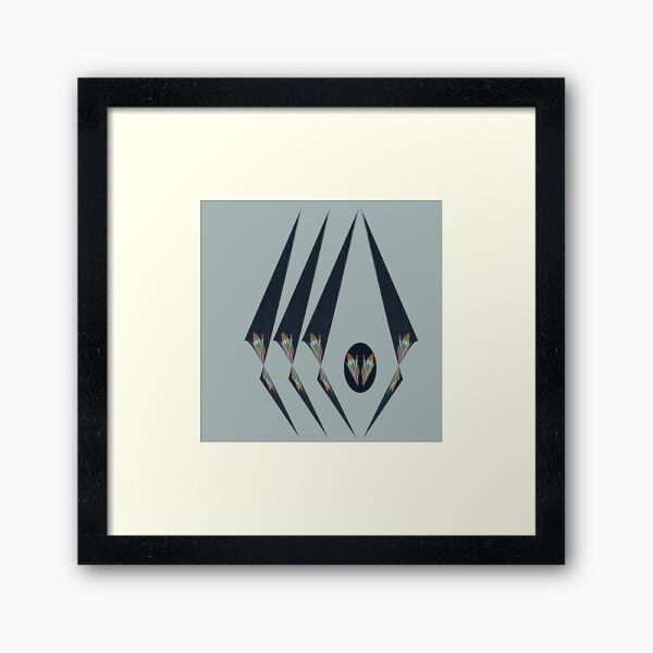 ERSHA DESIGN  Black wings of intarsia Framed Art Print.