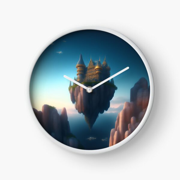 ERSHA DESIGN Castle in the sky on a rock, clock.