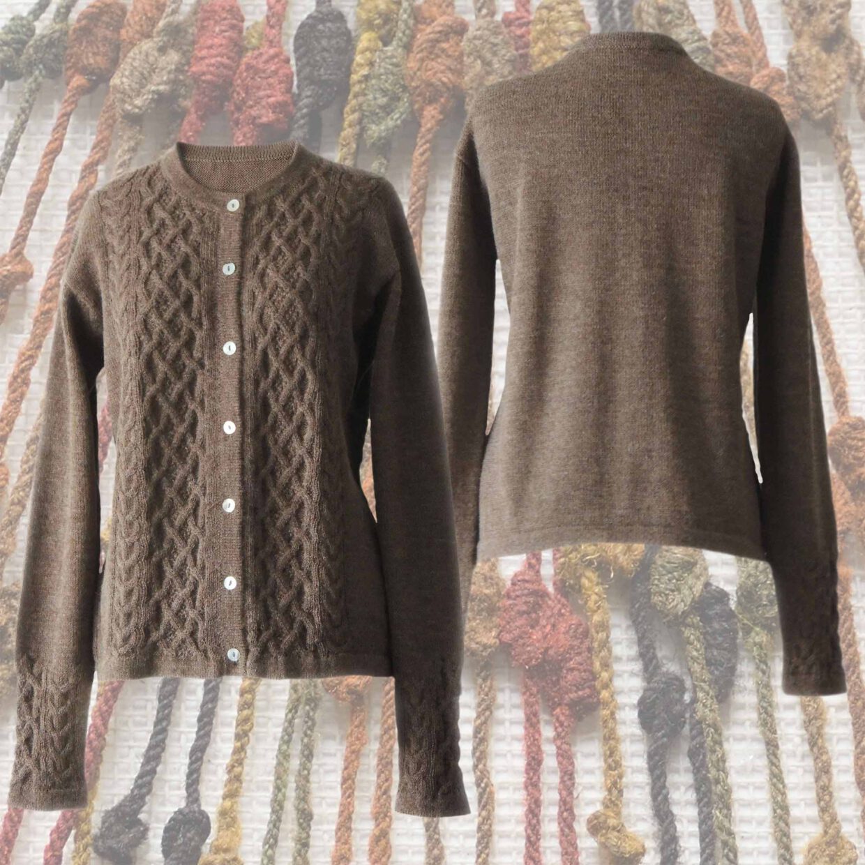 PFL- knitwear Womens cardigan Angee 100% baby alpaca, color taupe. women's alpaca sweater