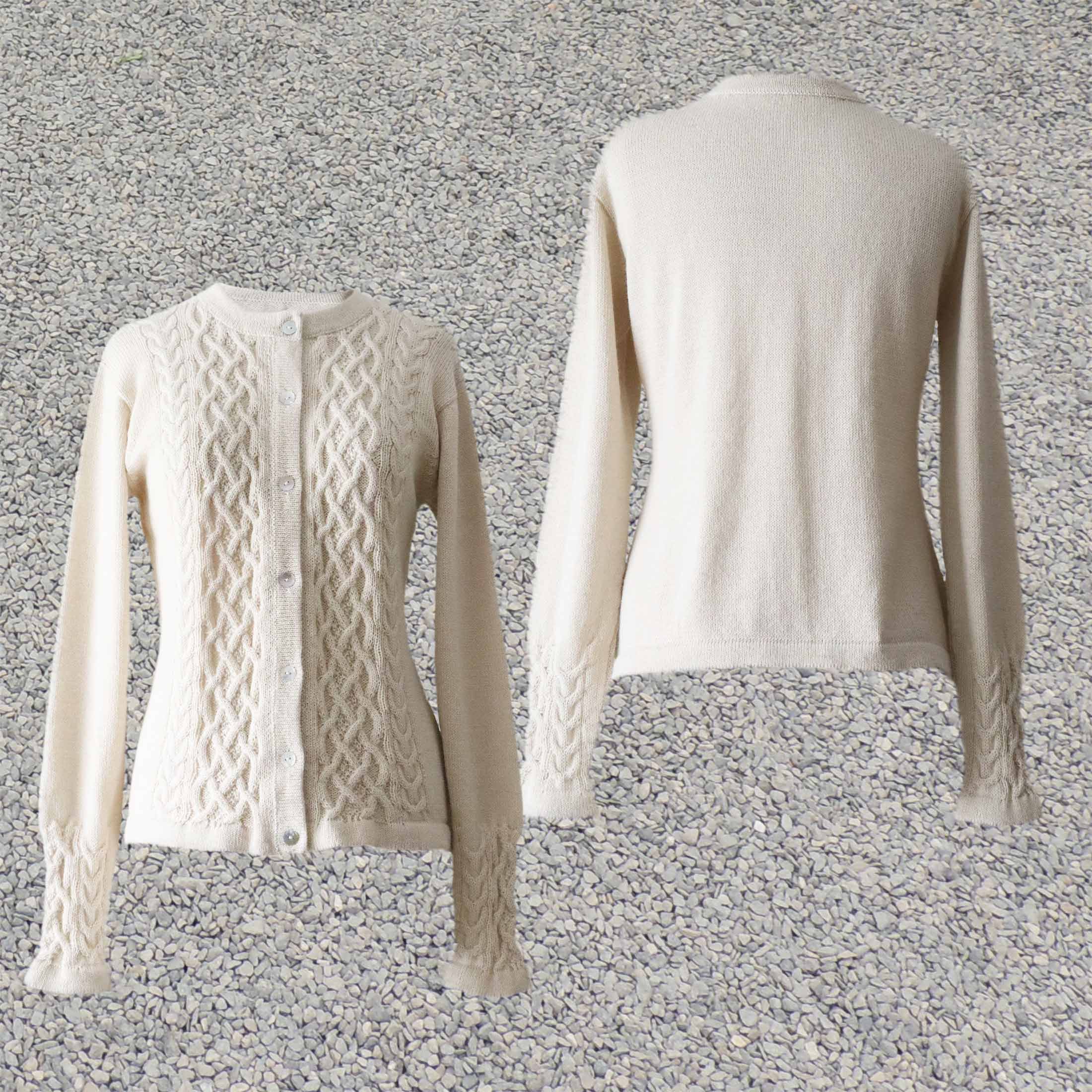 PFL- knitwear Women's cardigan "Angee" 100% baby alpaca, color creme white. women's alpaca sweater.