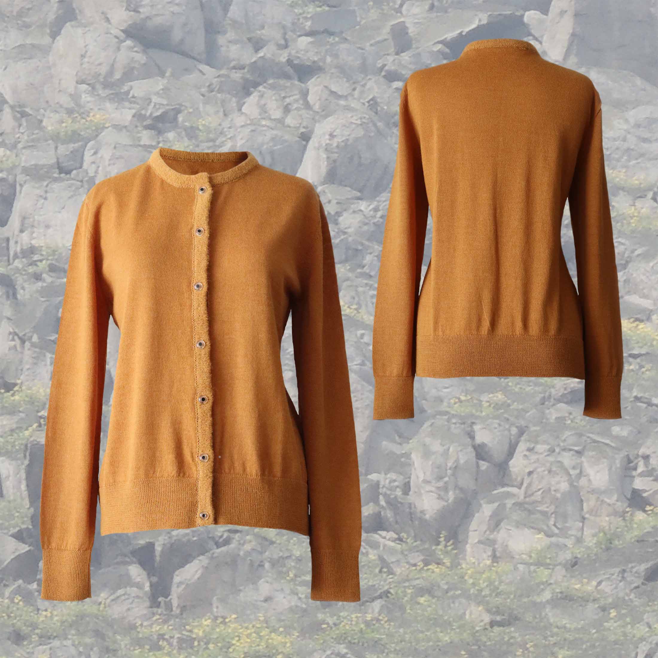 PFL Knitwear Cardigan baby alpaca, vest baby alpaca with button closure and crew neck color ginger orange.