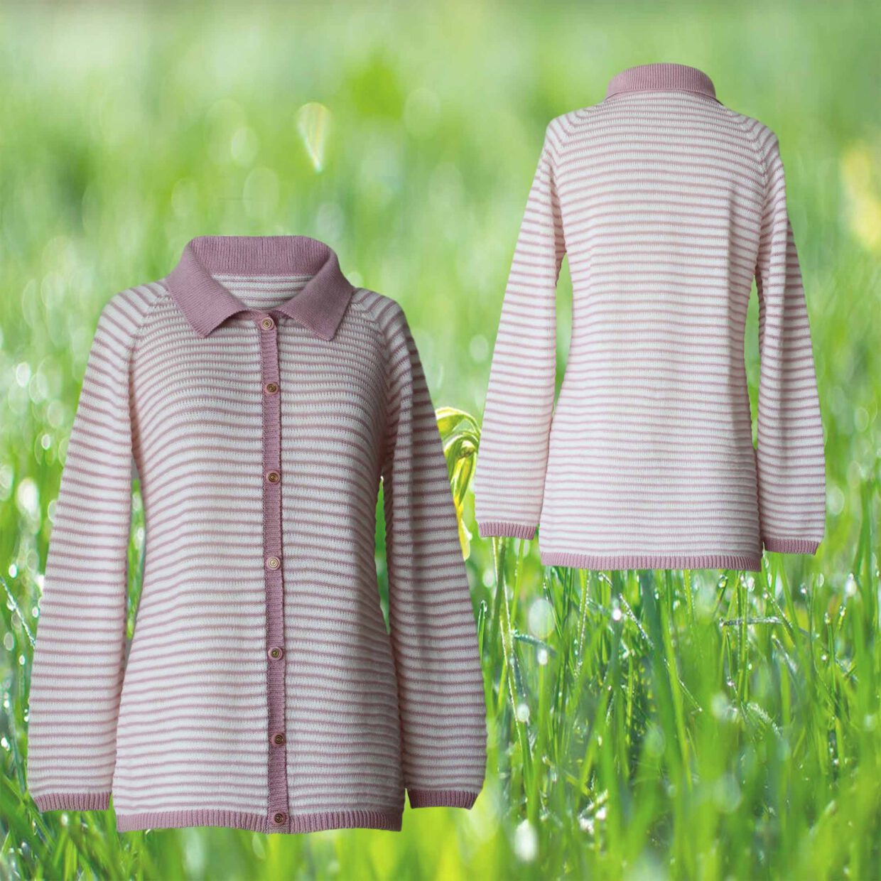 PFL - knitwear Women's cardigan with relief knitted stripes button closure. baby alpaca/tanguis cotton blend. spring summer fall cardigan.